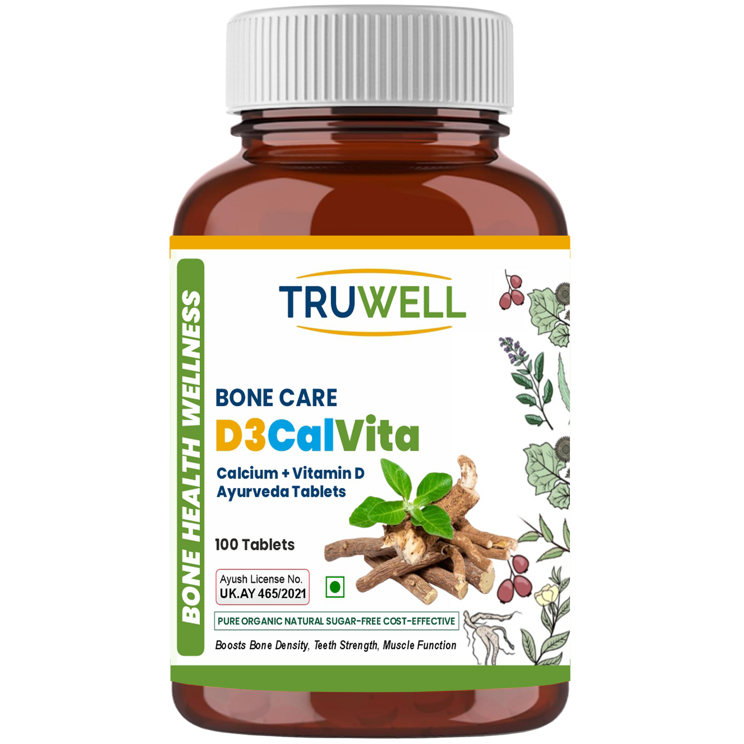 D3CalVita Tablets | Clinically Approved Ayurvedic Bone & Joint Support | Rich in Vitamin D3 & Calcium | Enhances Mobility & Strengthens Bones | 100 Tablets