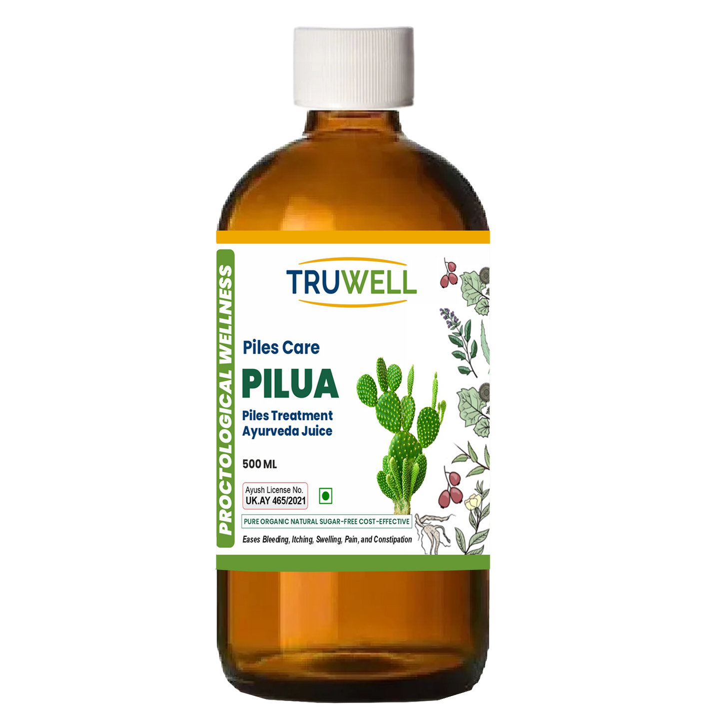 PILUA Juice Tablets | Clinically Approved for Piles & Digestive Wellness | Reduces Inflammation & Discomfort | Ayurvedic Hemorrhoid Relief | Single Pack | 500ml