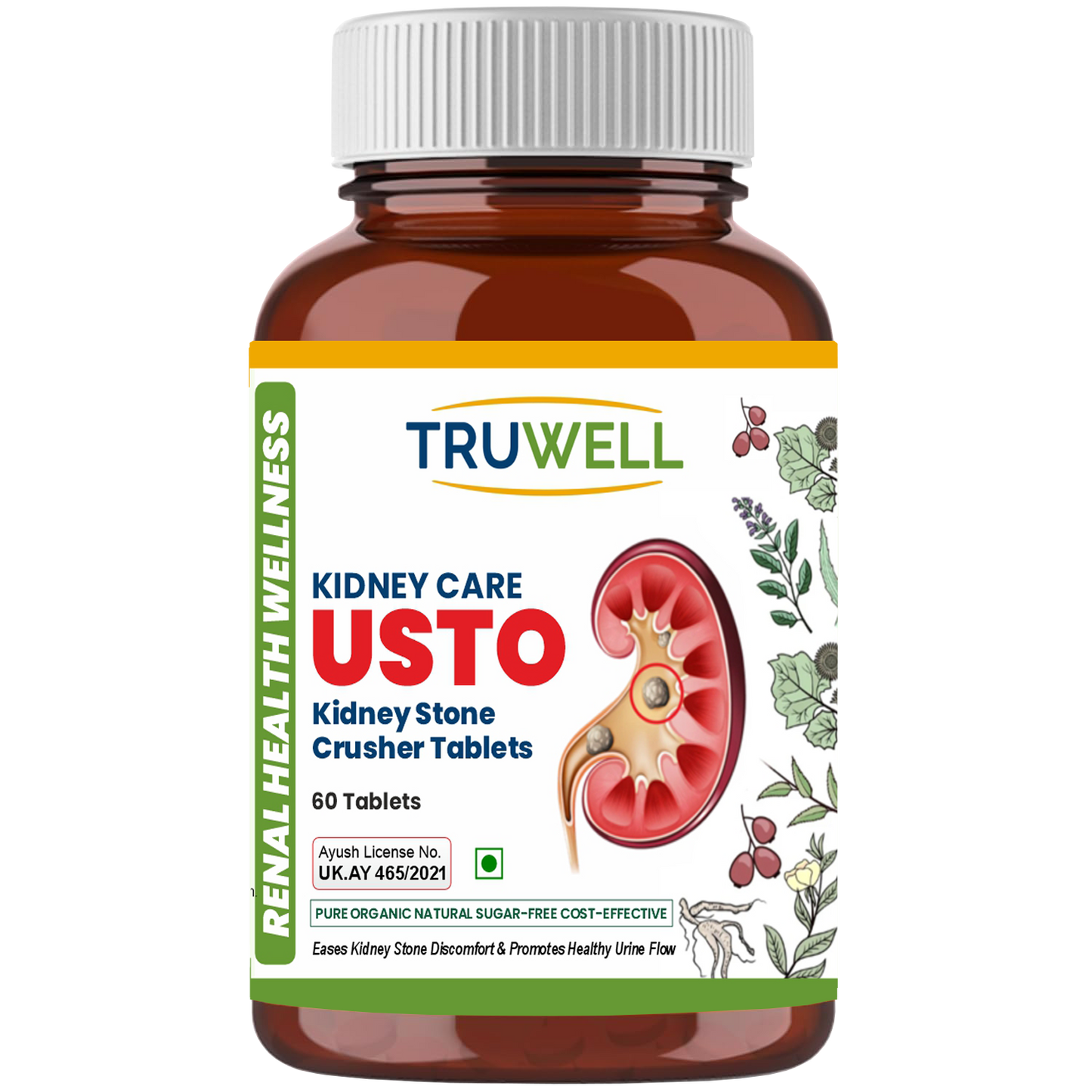 USTO Tablets | Clinically Approved for Kidney Stone Removal & Detox | Supports Kidney Health & Urinary Wellness | Ayurvedic Formula | Single Pack | 60 Tablets