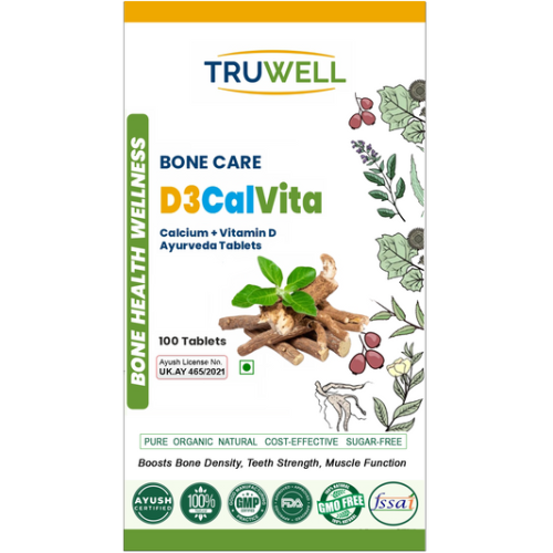 D3CalVita Tablets | Clinically Approved Ayurvedic Bone & Joint Support | Rich in Vitamin D3 & Calcium | Enhances Mobility & Strengthens Bones | 100 Tablets